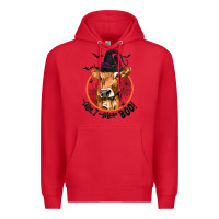 Red Halloween Cow Moo I Mean Boo Premium Hoodie - texasbilliewilder