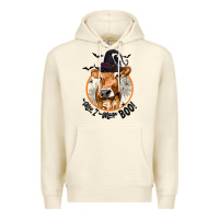 Sandshell Halloween Cow Moo I Mean Boo Premium Hoodie - texasbilliewilder