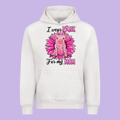 I Wear Pink For My Mom Pig Urban Hoodie Designed By Ranaportraitstore