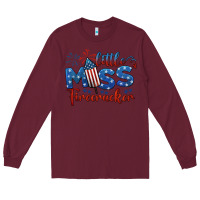 Burgundy little miss firecracker 4th of july Long Sleeve Tee - BarkalooDesign