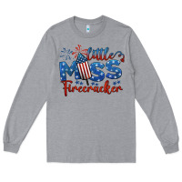 Heather Grey little miss firecracker 4th of july Long Sleeve Tee - BarkalooDesign