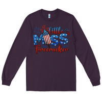 Plum little miss firecracker 4th of july Long Sleeve Tee - BarkalooDesign