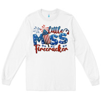 Little Miss Firecracker 4th Of July Long Sleeve Tee | Teevron