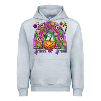 Heather Grey Trick or Treat Halloween Rainbow Urban Hoodie - texasbilliewilder