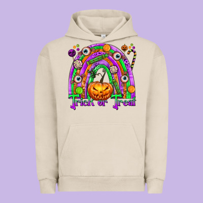 Trick Or Treat Halloween Rainbow Urban Hoodie Designed By Texasbilliewilder
