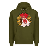 Army Green sunflower with rooster Premium Hoodie - RanaPortraitStore