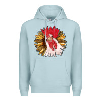 Blue Mist sunflower with rooster Premium Hoodie - RanaPortraitStore