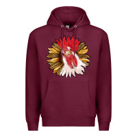 Burgundy sunflower with rooster Premium Hoodie - RanaPortraitStore
