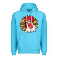 Ocean Blue sunflower with rooster Premium Hoodie - RanaPortraitStore