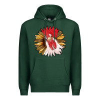 Sports Green sunflower with rooster Premium Hoodie - RanaPortraitStore