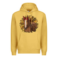 Antique Gold sunflower with horse Premium Hoodie - RanaPortraitStore