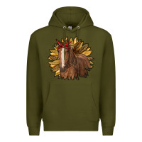 Army Green sunflower with horse Premium Hoodie - RanaPortraitStore