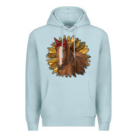 Blue Mist sunflower with horse Premium Hoodie - RanaPortraitStore