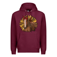 Burgundy sunflower with horse Premium Hoodie - RanaPortraitStore