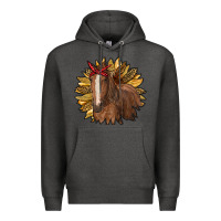 Charcoal Heather sunflower with horse Premium Hoodie - RanaPortraitStore