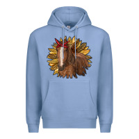 Colony Blue sunflower with horse Premium Hoodie - RanaPortraitStore