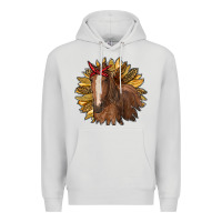 Dove Grey sunflower with horse Premium Hoodie - RanaPortraitStore