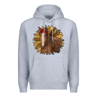 Heather Grey sunflower with horse Premium Hoodie - RanaPortraitStore