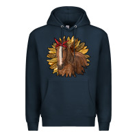 Navy sunflower with horse Premium Hoodie - RanaPortraitStore