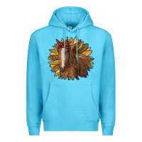 Ocean Blue sunflower with horse Premium Hoodie - RanaPortraitStore