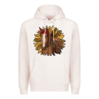 Pale Pink sunflower with horse Premium Hoodie - RanaPortraitStore