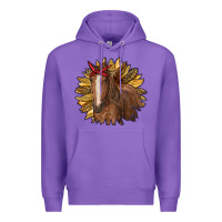 Purple sunflower with horse Premium Hoodie - RanaPortraitStore