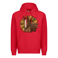Red sunflower with horse Premium Hoodie - RanaPortraitStore