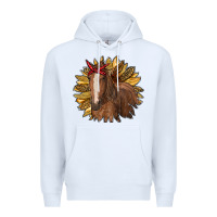 White sunflower with horse Premium Hoodie - RanaPortraitStore
