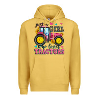 Antique Gold just a girl who loves tractors Premium Hoodie - Zillion Design Studio