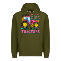 Army Green just a girl who loves tractors Premium Hoodie - Zillion Design Studio