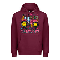 Burgundy just a girl who loves tractors Premium Hoodie - Zillion Design Studio