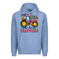 Colony Blue just a girl who loves tractors Premium Hoodie - Zillion Design Studio