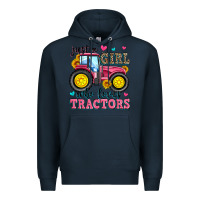 Navy just a girl who loves tractors Premium Hoodie - Zillion Design Studio