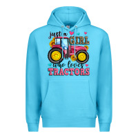 Ocean Blue just a girl who loves tractors Premium Hoodie - Zillion Design Studio