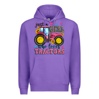 Purple just a girl who loves tractors Premium Hoodie - Zillion Design Studio