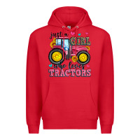 Red just a girl who loves tractors Premium Hoodie - Zillion Design Studio