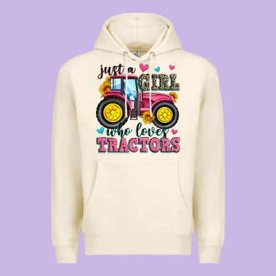 Just A Girl Who Loves Tractors Premium Hoodie Designed By Zillion Design Studio