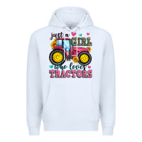 White just a girl who loves tractors Premium Hoodie - Zillion Design Studio