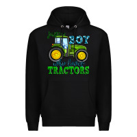 Black just a boy who loves tractors Premium Hoodie - Zillion Design Studio