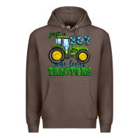 Coffee just a boy who loves tractors Premium Hoodie - Zillion Design Studio