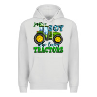 Dove Grey just a boy who loves tractors Premium Hoodie - Zillion Design Studio