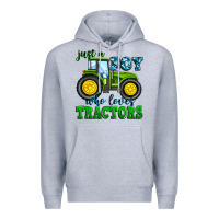 Heather Grey just a boy who loves tractors Premium Hoodie - Zillion Design Studio