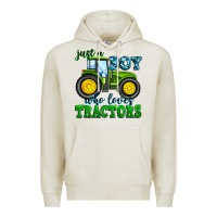 Oatmeal Heather just a boy who loves tractors Premium Hoodie - Zillion Design Studio