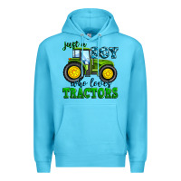 Ocean Blue just a boy who loves tractors Premium Hoodie - Zillion Design Studio