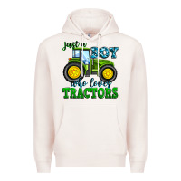 Pale Pink just a boy who loves tractors Premium Hoodie - Zillion Design Studio