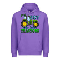 Purple just a boy who loves tractors Premium Hoodie - Zillion Design Studio