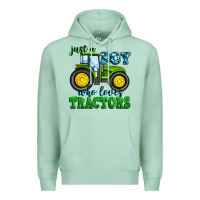 Seafoam just a boy who loves tractors Premium Hoodie - Zillion Design Studio