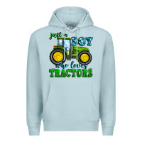 Blue Mist just a boy who loves tractors Premium Hoodie - Zillion Design Studio
