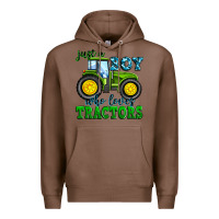 Chestnut just a boy who loves tractors Premium Hoodie - Zillion Design Studio