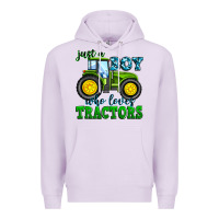 Lilac just a boy who loves tractors Premium Hoodie - Zillion Design Studio